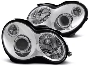 Headlights for Mercedes W203 C-Class 2000 2001 2002 2003 2004 VR-1386 Chrome - Bild 1 von 1
