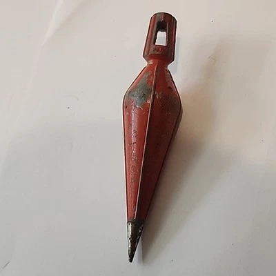   Vintage Stock Stanley Orange No. 171 Steel Plumb Bob 8oz USA Made - Image 1 of 4
