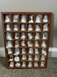 Vtg Presidential Ceramic Thimble Set 42 Wood Display Shelf- New - Picture 1 of 10