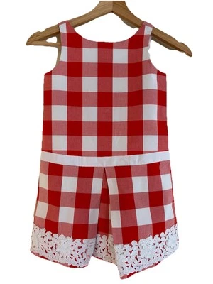 Vestido Janie And Jack Talla 6 Rojo y Blanco Cuadros Guinga Preppy Cuadros 4 de Julio Fiesta Foto 1 de 4