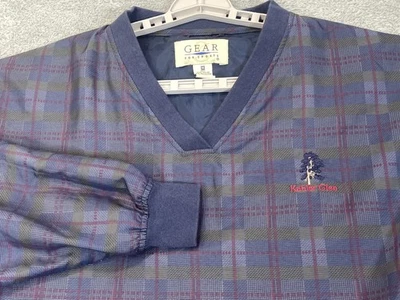 Equipamento para pulôver esportivo masculino médio xadrez gola V golfe corta-vento Kahler Glen - Imagem 1 de 4