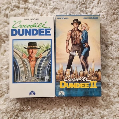 Crocodile Dundee I & II VHS Tape Set Paul Hogan 1 & 2 Movies Foto 1 de 4