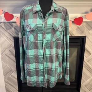 Men's Buckle Black Plaid Button-Down Flannel Shirt Long Sleeve Large - Picture 1 of 2