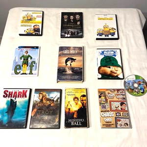 Lot of 8 DVD's 1 MINIONS SUPER 3D PUZZLE 1 MONSTERBALL 1 FREE WILLY 8 TRACK - Picture 1 of 17