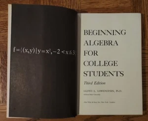 Beginning Algebra for college students 3rd edition hardback Lloyd Lowenstein - Bild 1 von 9