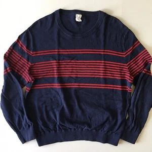 Gap Navy Blue Red Stripe Navy Blue Long Sleeve Pullover Men's Sweater 0006 - Picture 1 of 10