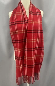 Bufanda acrílica a cuadros roja Cejón nueva con etiquetas hecha en Italia flecos tartán - Imagen 1 de 8