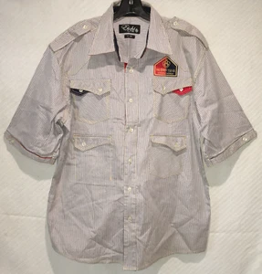 Mens Eight 732 Short Sleeve Button Down Multi-Color Striped Casual Shirt Size XL - Picture 1 of 16