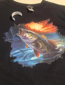 Black Size Small Largemouth Bass Fish Mens T Shirt Gildan #3 - Picture 1 of 2