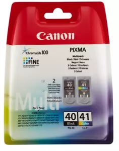 Genuine Original Canon 40 41 PG-40 Black & CL-41 Colour PIXMA Ink Cartridges - Picture 1 of 2