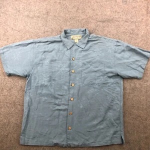 Vintage Big Dogs Shirt Mens Medium Blue Floral Silk Hawaiian - Picture 1 of 11