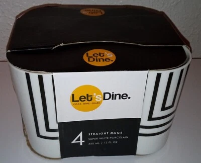 Let's Dine Cook Dine Share 4 tazas rectas porcelana súper negra/blanca 360 ml Foto 1 de 4