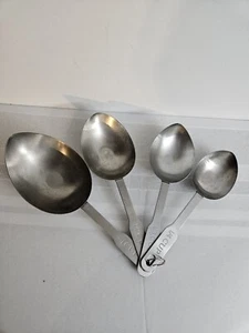 Vintage Measuring Spoon Set of 4, 1/4-1cup Metal Silver Unmarked - Picture 1 of 4