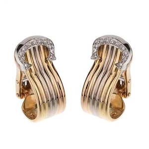Cartier C De Cartier Diamond 18k Gold Vintage Clip On Earrings Rose Gold Clip-On - Picture 1 of 3