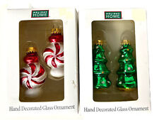 Christmas Tree Candy Glass Ornaments Lot of 4 Holiday Home China 3” Long NIB