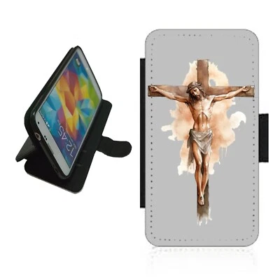 Jesus Crucifix cross Phone Case Wallet flip cover For iPhone Samsung JES1 - Image 1 of 4