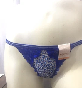 Candie's G-String Sexy Intimates Thong ZZ83U057R Blue Animal Lace Sz.S,M - Picture 1 of 8