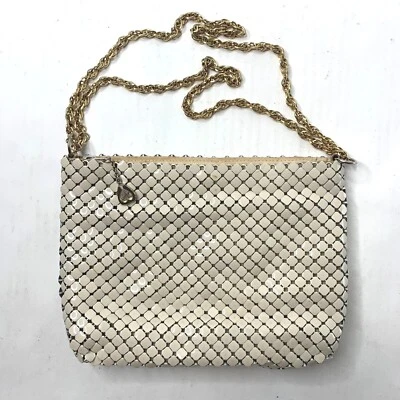 VINTAGE WHITING & DAVIS White Mesh Purse With Gold Chain - Image 1 of 4