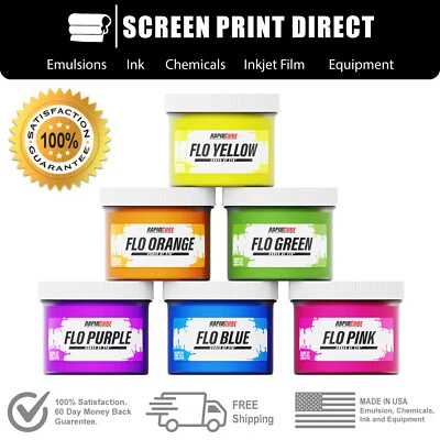 ECOTEX® SCREEN PRINT DIRECT Plastisol Fluorescent Ink Kit For Screen Printing - Low Temp Cure - 6 Colors