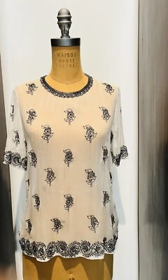 Isabel Marant ‘Pierson’ Prehnite Crystal Embellished Silk Top Blouse FR40 - Image 1 of 4