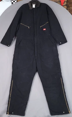Mono de trabajo de lona Dickies para hombre forro acolchado cremallera piernas talla 50/52 negro Foto 1 de 4