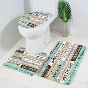 3 Pieces Education Wooden Plank Memory Foam Bath Mat Sets Bath Rugs Toilet Mats