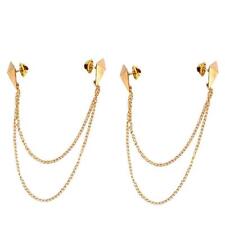 2Pcs Triangle Punk Brooch Collar Chain Necklace Collar Clip - Gold