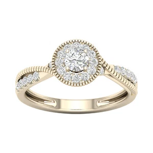10K Yellow Gold 1/3 ct TDW Diamond Halo Engagement Ring. - Picture 1 of 6