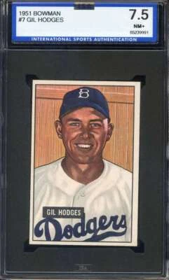 1951 BOWMAN #7 GIL HODGES ISA 7.5 DODGERS HOF *CC0017 - Image 1 of 2