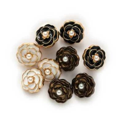 5pcs Retro Camellia Round Metal Button for Clothing Repair Sewing Handmade Decor - Image 1 of 2