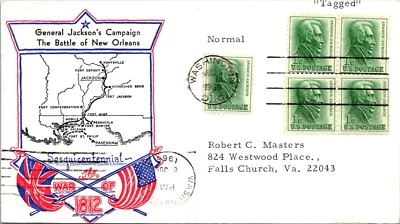 FDC 1965 SC #1209a Battle Of New Orleans - Washington DC - Block Of 5 - J595 - Image 1 of 2