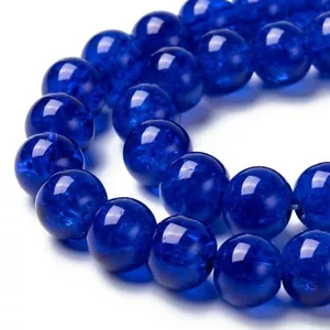 Crackle Glass Beads 8mm Dark Blue Veined Bulk Jewelry Supplies Mix Unique 20pcs - Picture 1 of 1