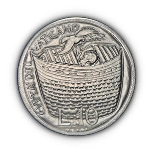 VATICAN CITY. 1975, 10 Lire - Paul VI, XIV, Holy Year, Forgiveness, Noah's Ark 3 - Picture 1 of 4