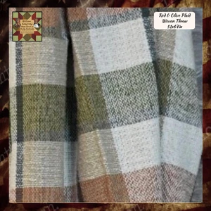Red &amp; Olive Plaid Woven Throw 51x67in - Picture 1 of 4