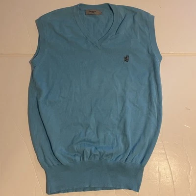 Pringle Scotland Mens Blue Pima Cotton Knitted Sweater Vest Size Large - Image 1 of 4