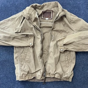 Chaqueta American Eagle Outfitters Para Hombre Pequeña Marrón Caqui Cremallera Frontal Harrington - Imagen 1 de 6