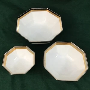 Fitz & Floyd “Platine d’Or” Set of 3 Octagonal Bowls 9” 7” 5” - Picture 1 of 7