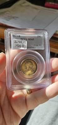 1964-D Washington Quarter PCGS MS65, TONER, Brilliant Strike e Frete Grátis - Imagem 1 de 4