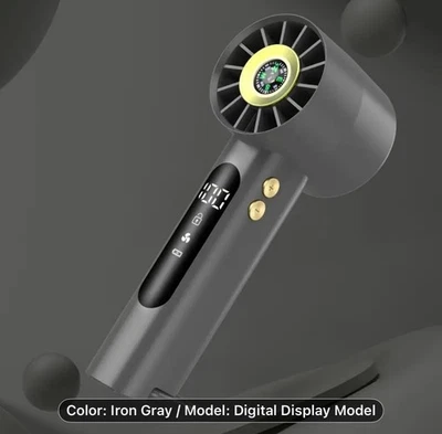 Ventilador portátil recarregável USB-C - Cinza escuro - PARECE UM AC 🌬️🍃 - Imagem 1 de 4