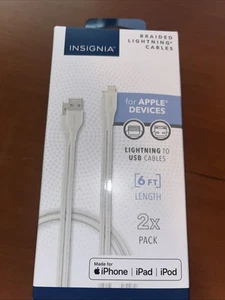 Insignia (2pack) 6' Lightning to USB-C Braided Charge and Sync Cable Moon Gray - Picture 1 of 3
