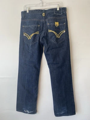 Parish Nation Jeans Mens 34x30 Embroidered Pockets Distressed Button Fly Detail - Image 1 of 4
