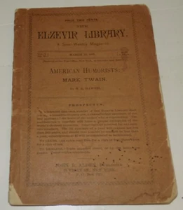 Elzevir Library Magazine 1883 American Humorists: Mark Twain by H R Haweis - Picture 1 of 4