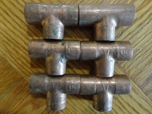 Lot of 6 EPC 1/2" x 1/2" x 1/2" Copper TEE T Sweat Pipe Fitting 6 PK Equal Ends - Picture 1 of 3