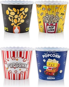 Set contenitori/ciotole popcorn in plastica riutilizzabili stile moderno (4), NUOVO! - Foto 1 di 6