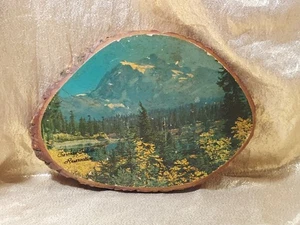 Vintage Wall Rustic Art Plaque Wood Slice MCM Cherokee Indian Reservation Decor - Picture 1 of 14