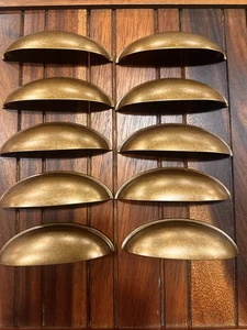 Khtumeware 10 Pack 3-3/4” Antique Brass Drawer Cabinet Cup Pulls Hardware - Picture 1 of 8