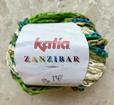Hilo Katia Zanzíbar, 'Woodbine' (verdes, azules, cremas), acrílico, 1 madeja Foto 1 de 3