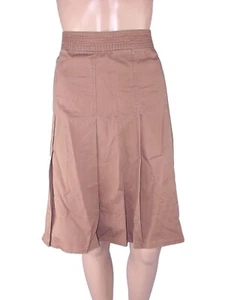 Gonna Midi Zara Taglia L Large Marrone Scampanata Sfoderata Cotone Ginocchio - Picture 1 of 12