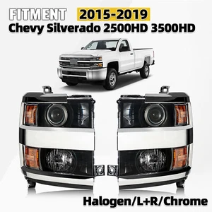 For 2015-2019 Chevy Silverado 2500HD 3500HD Halogen Headlight Pair Right+Left - Picture 1 of 8