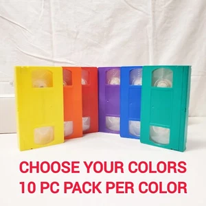 VHS Video Cassette Tape Shells Box Empty Blank Colored V-0 Bulk 10 Pack New - Picture 1 of 4